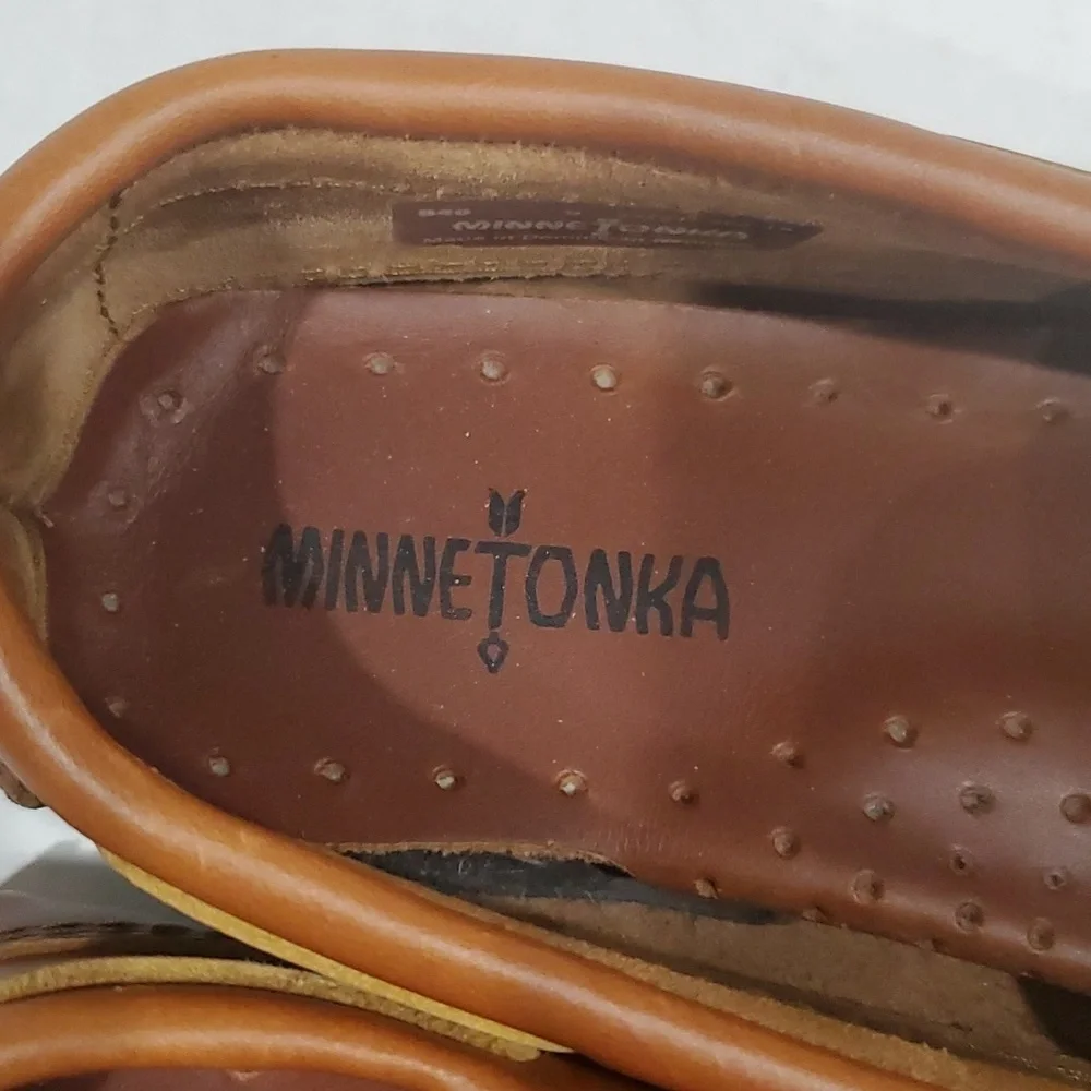 Minnetonka Men's Natural Carmel Moosehide Driving Moccasins Size 9